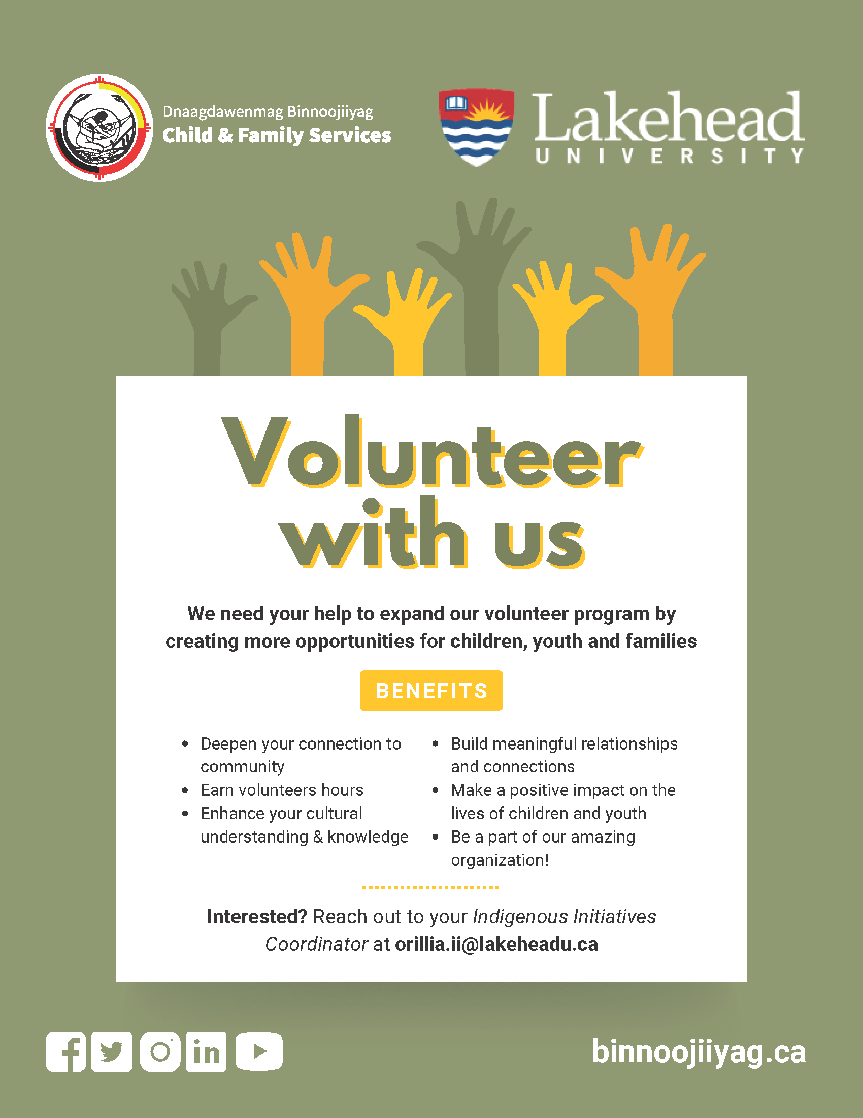 Looking for Volunteers Niijii Indigenous Mentorship Program (Orillia) Lakehead University